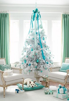 White-christmas-tree-colorful-theme-ideas-decoration-teal-blue-stylish-very-unique-combination-for-holiday-decor-idea-240x350